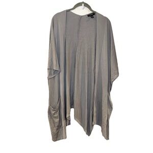 Susan Graver Women's Weekend Jersey Knit Relaxed Cardigan Top Grey Small Size